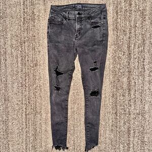 Abercrombie & Fitch Women's Distressed Mid Rise Super Skinny Jeans Black Size 26
